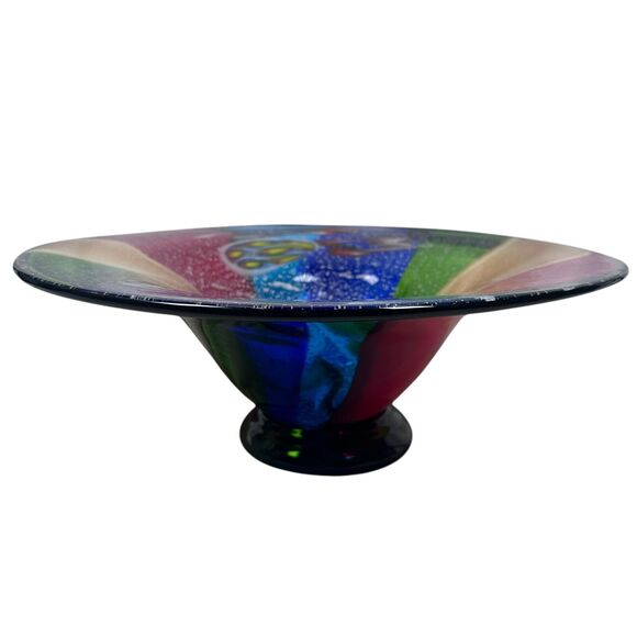 Millefiori Murano Hand Blown Italian Art Glass Large Centerpiece Bowl Rainbow - Picture 2 of 11